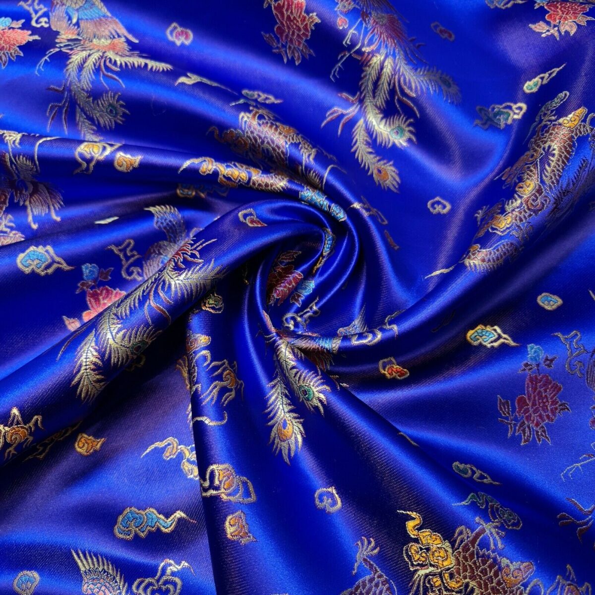 Chinese Brocade Satin Fabric | Dragon & Floral Pattern (36″ / 91cm Wide) - Image 5