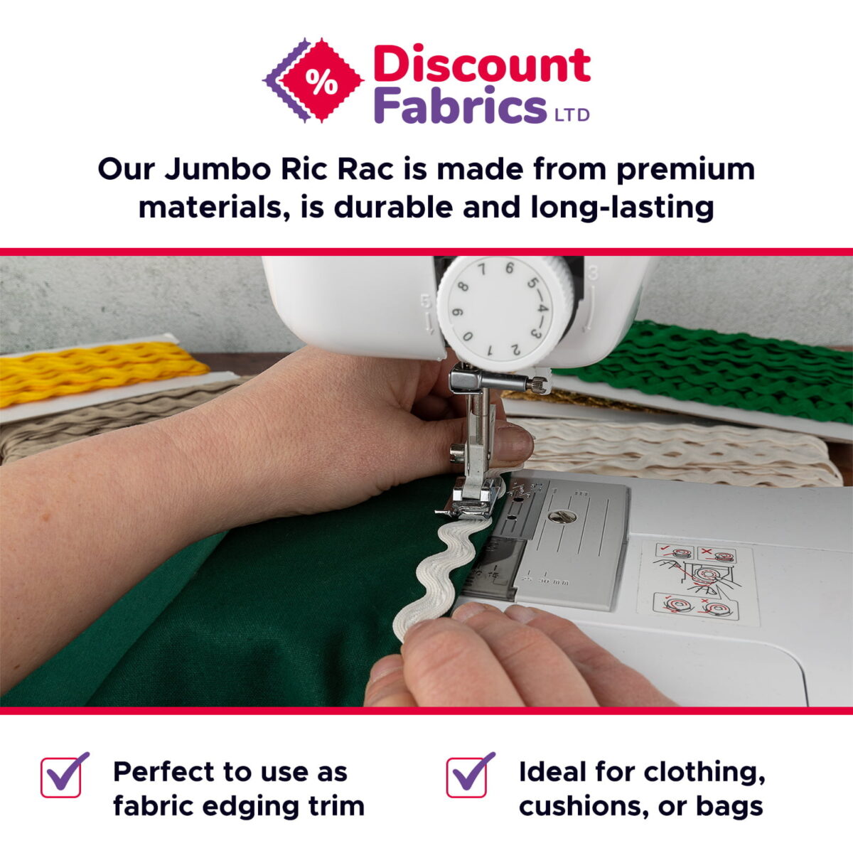 Ric Rac Trim | Jumbo Ric Rac | 9.5mm Wide - Image 3