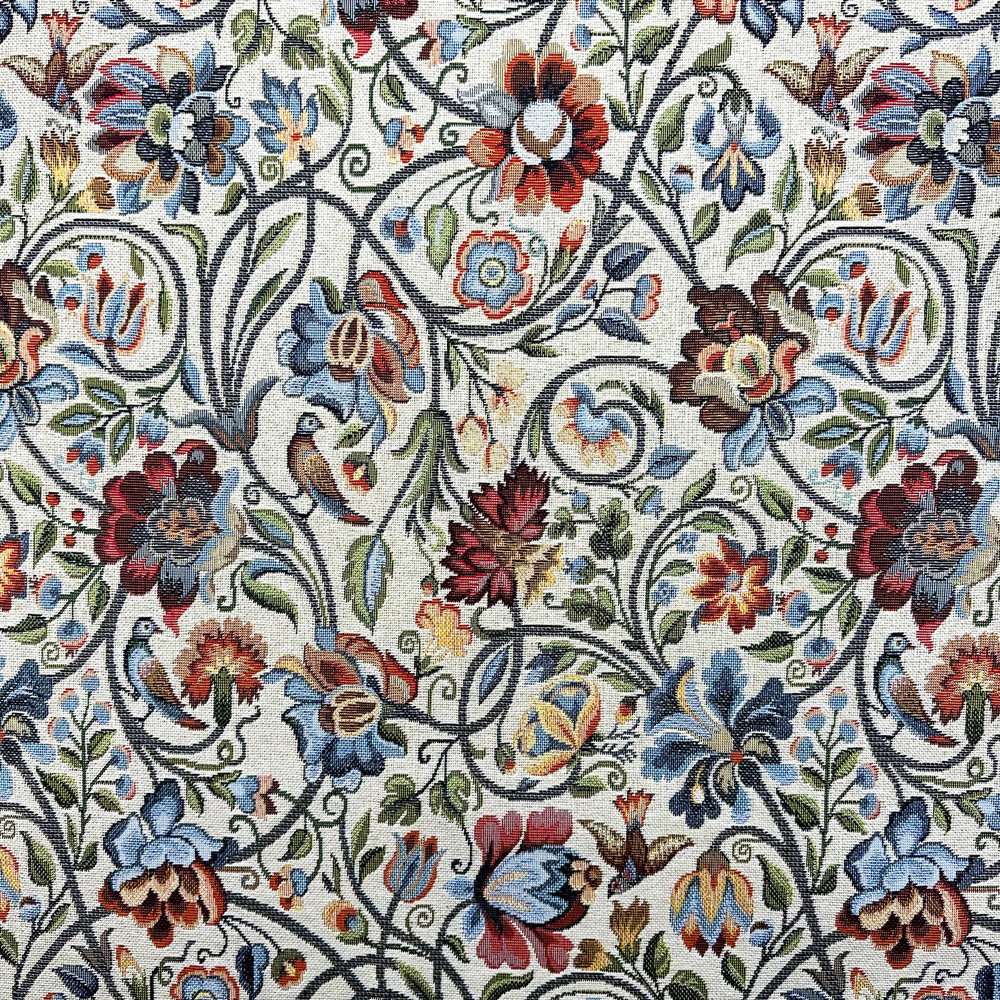 3022.jpg Balmoral Multi Tapestry Fabric – New World Tapestry Jacobean Floral Upholstery (360 GSM / 140cm Wide) - Image 1